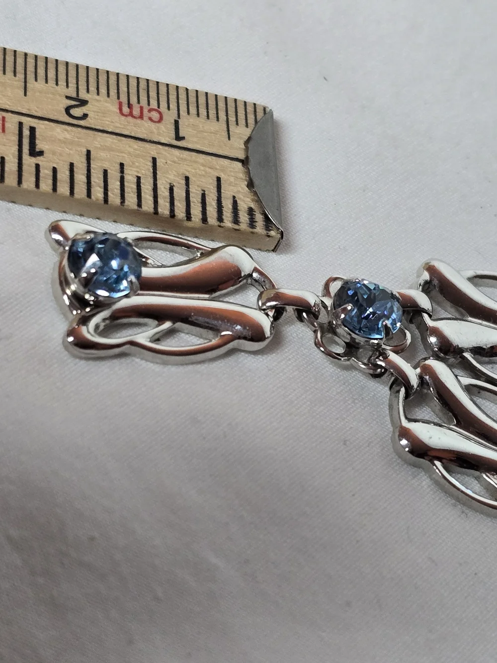 VTG 1953 Sarah Coventry Capri Necklace Blue Rhinestone Silvertone Mid Century